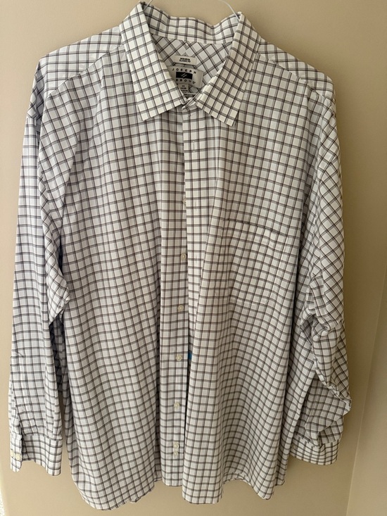 Joseph Abboud Other - Joseph Abboud White Dress Shirt with Brown Windowpane Plaid 4X